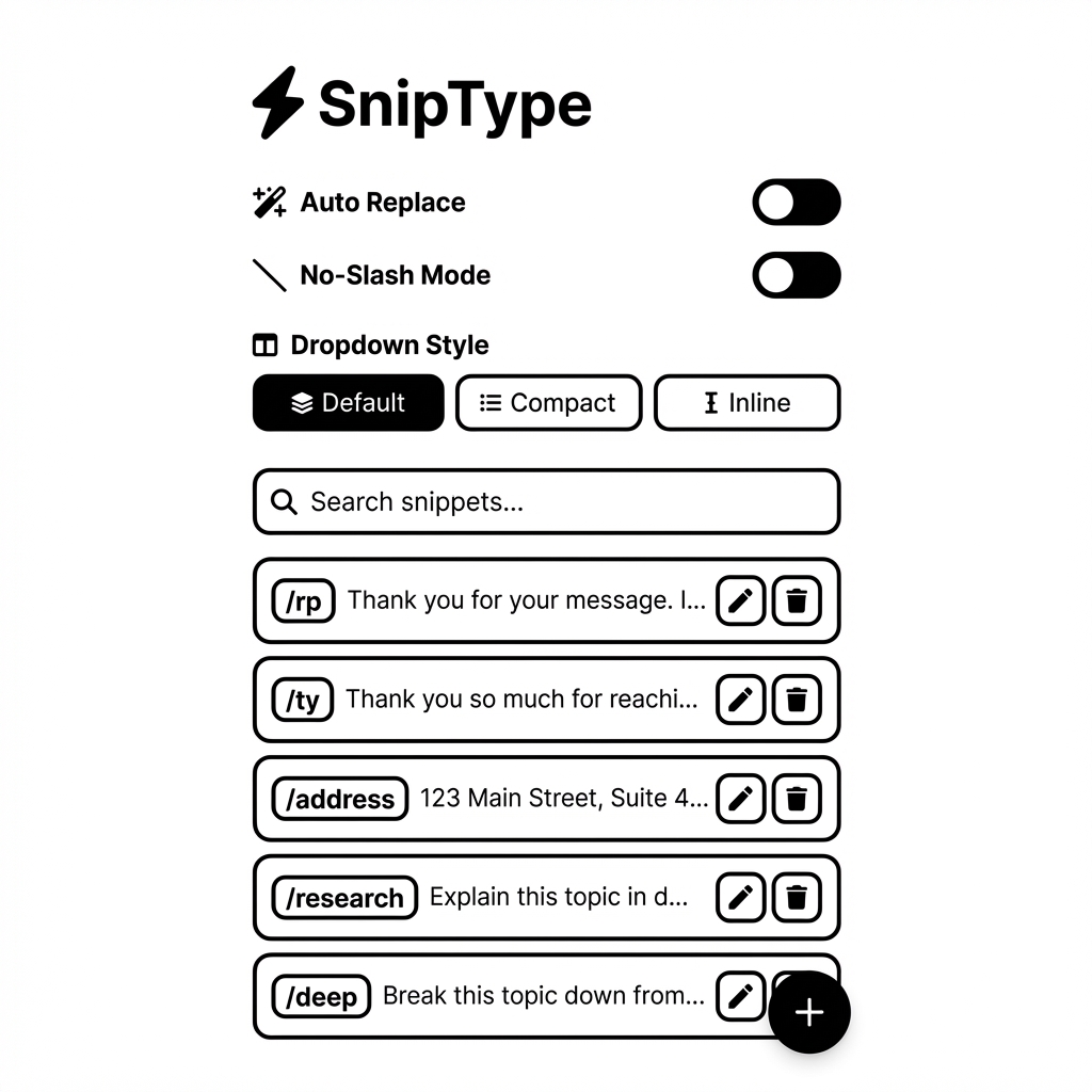 SnipType – Text Shortcodes